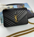 SAINT LAURENT COLLEGE medium Chain bag in Quilted  Leather  black