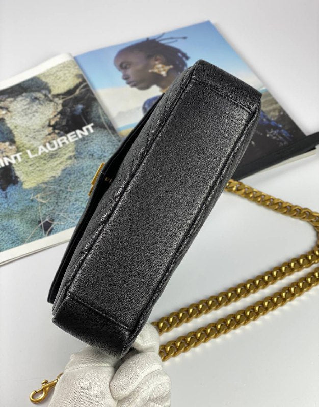 SAINT LAURENT COLLEGE medium Chain bag in Quilted  Leather  black