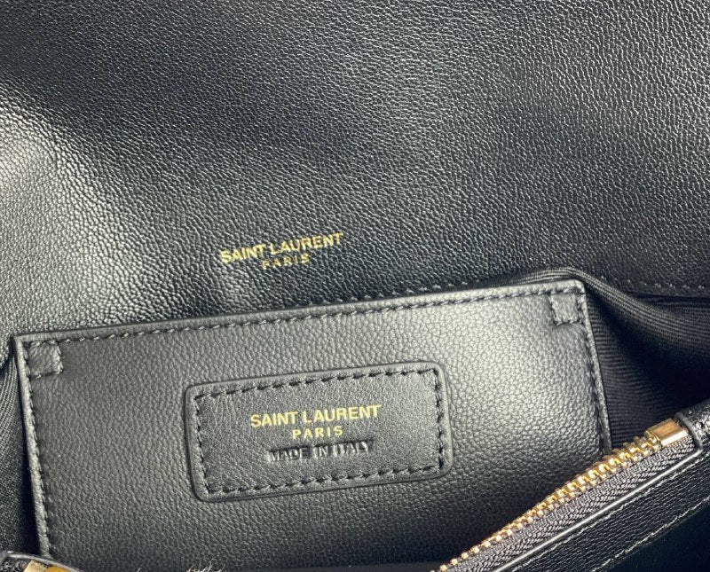 SAINT LAURENT COLLEGE medium Chain bag in Quilted  Leather  black