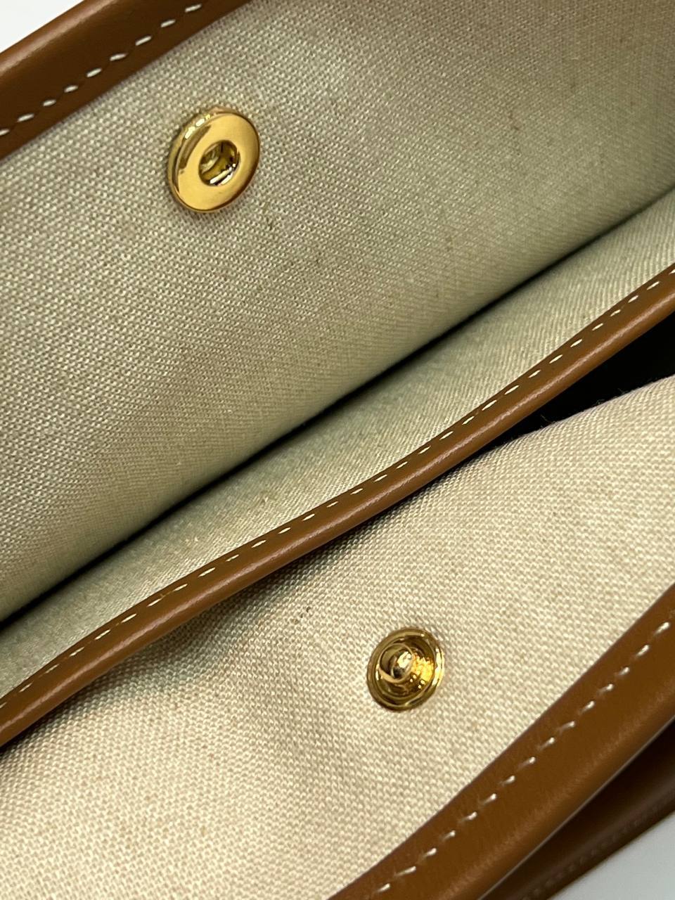HORIZONTAL CABAS IN TEXTILE WITH TRIOMPHE EMBROIDERY AND CALFSKIN TAN