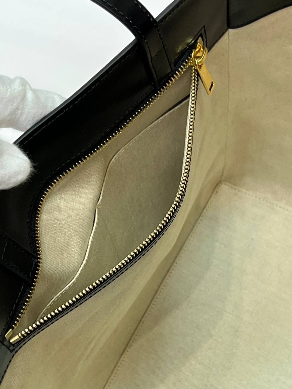LARGE SQUARE IN TEXTILE WITH CELINE PRINT & CALFSKIN VANILLA / BLACK