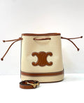 CELINE SEAU MARIN IN TEXTILE AND CALFSKIN TAN