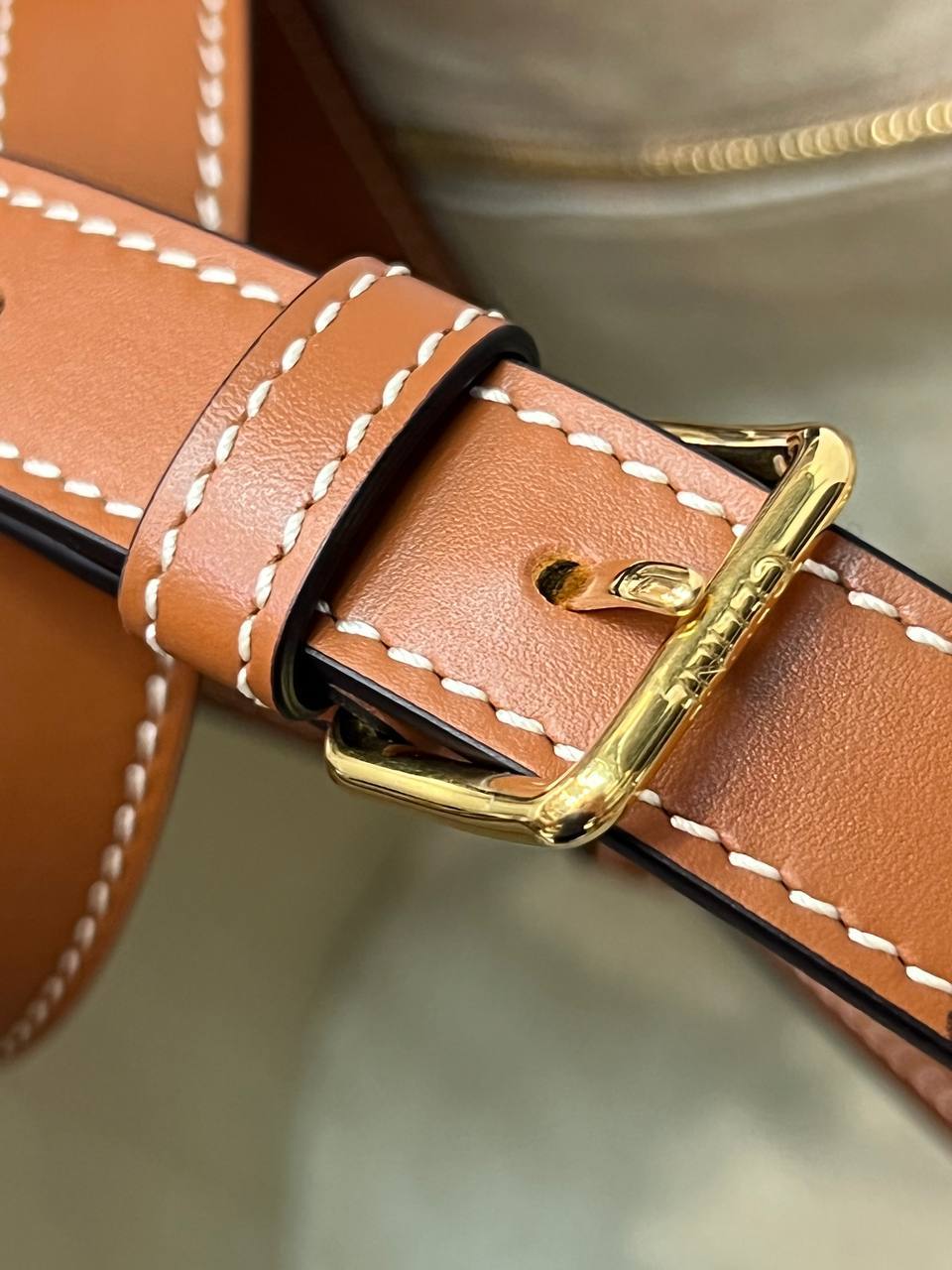 CELINE SEAU MARIN IN TEXTILE AND CALFSKIN TAN