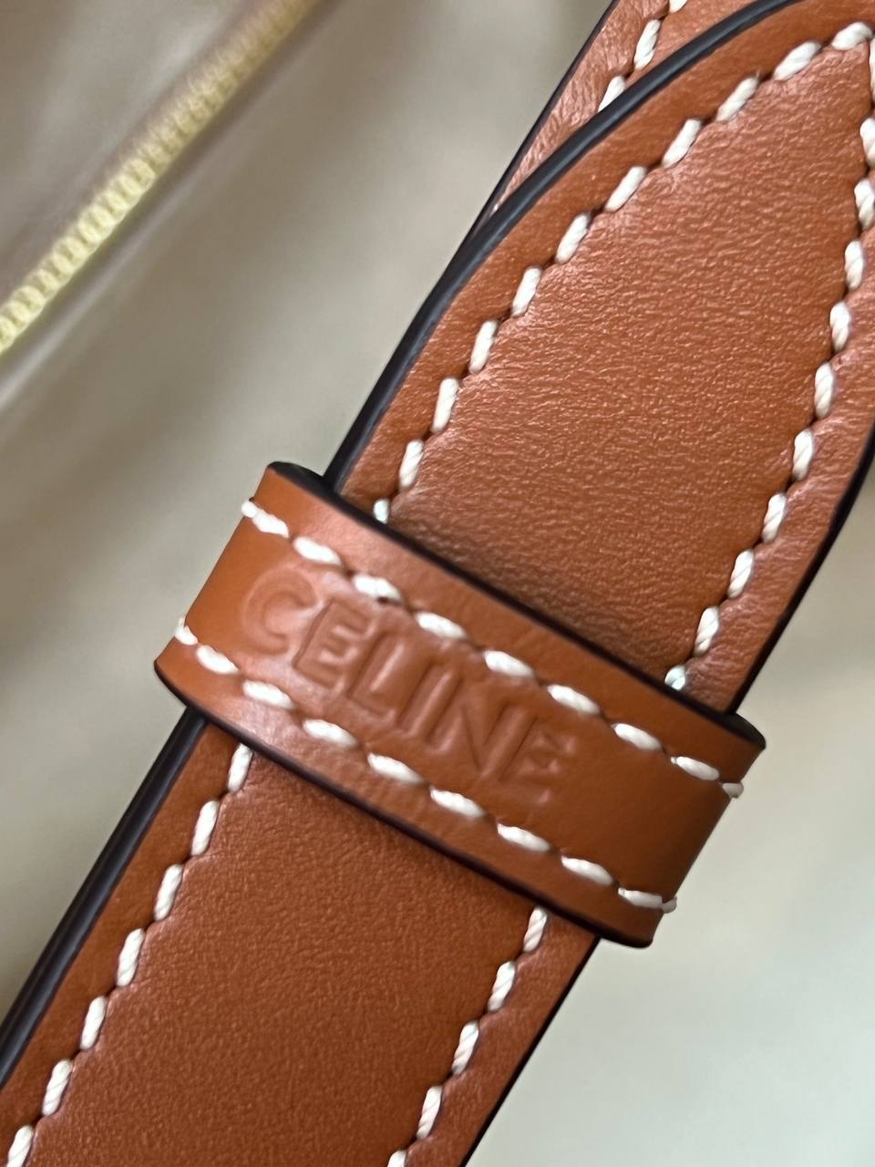 CELINE SEAU MARIN IN TEXTILE AND CALFSKIN TAN