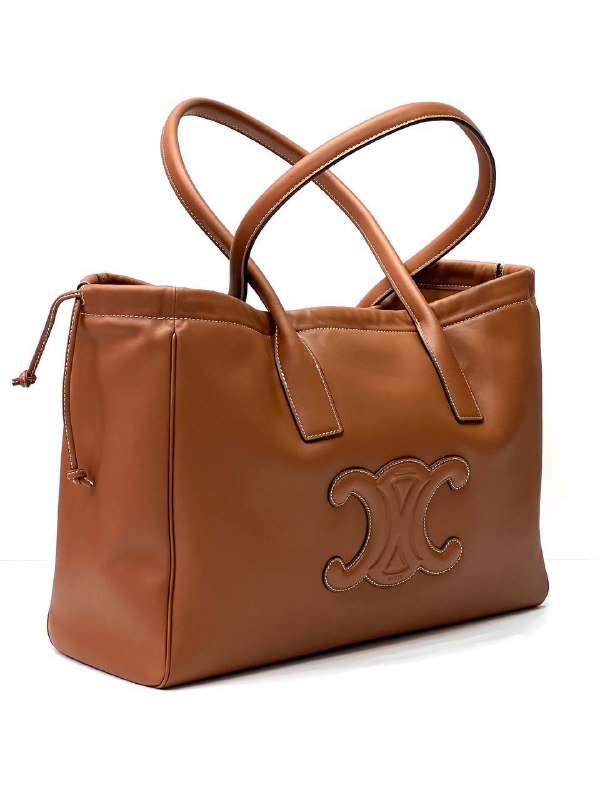 CELINE Cabas Drawstring Cuir Triomphe in Smooth Calfskin Tan