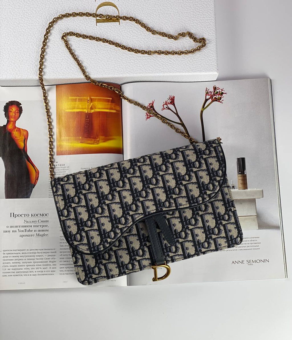 Dior SADDLE BAG Blue Oblique Jacquard