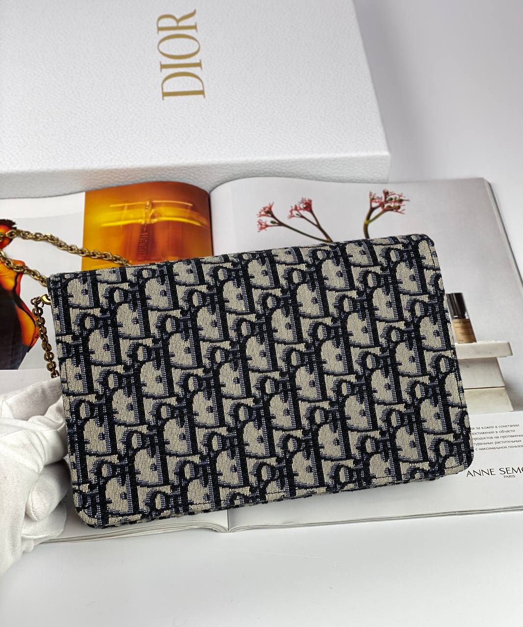 Dior SADDLE BAG Blue Oblique Jacquard