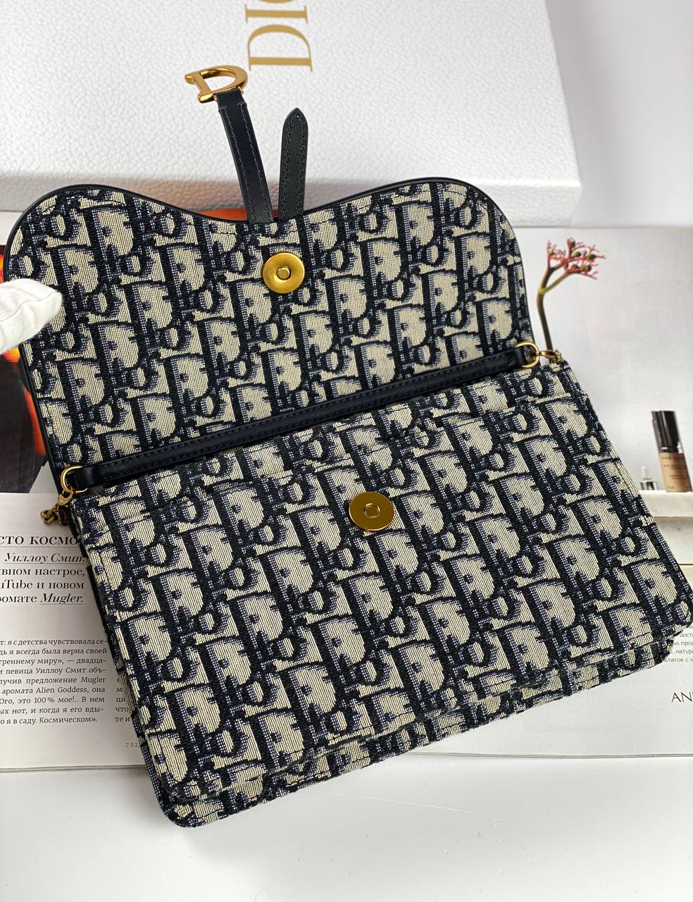 Dior SADDLE BAG Blue Oblique Jacquard