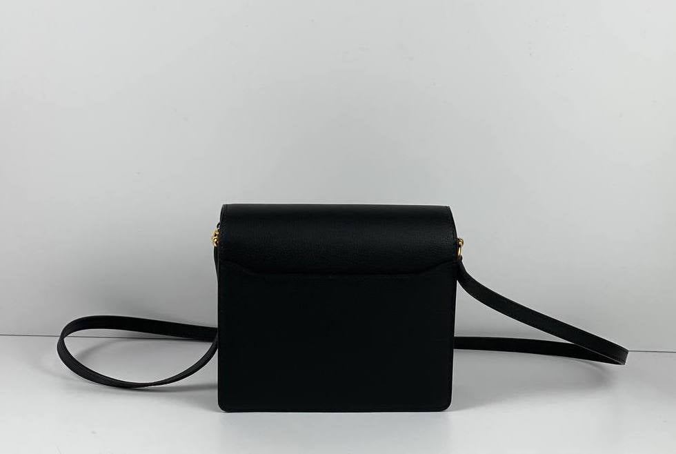 HermÃƒÆ’Ã‚Â¨s ROULIS mini 18 LEATHER HANDBAG black Black Gold Hardware