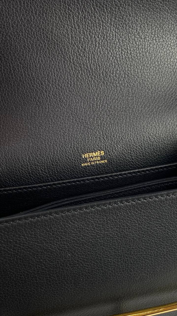 HermÃƒÆ’Ã‚Â¨s ROULIS mini 18 LEATHER HANDBAG black Black Gold Hardware