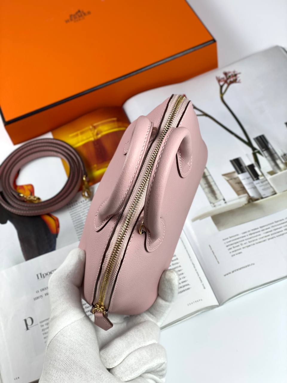 HermÃƒÆ’Ã‚Â¨s bag Bolide Mini Chevre rose Gold Hardware