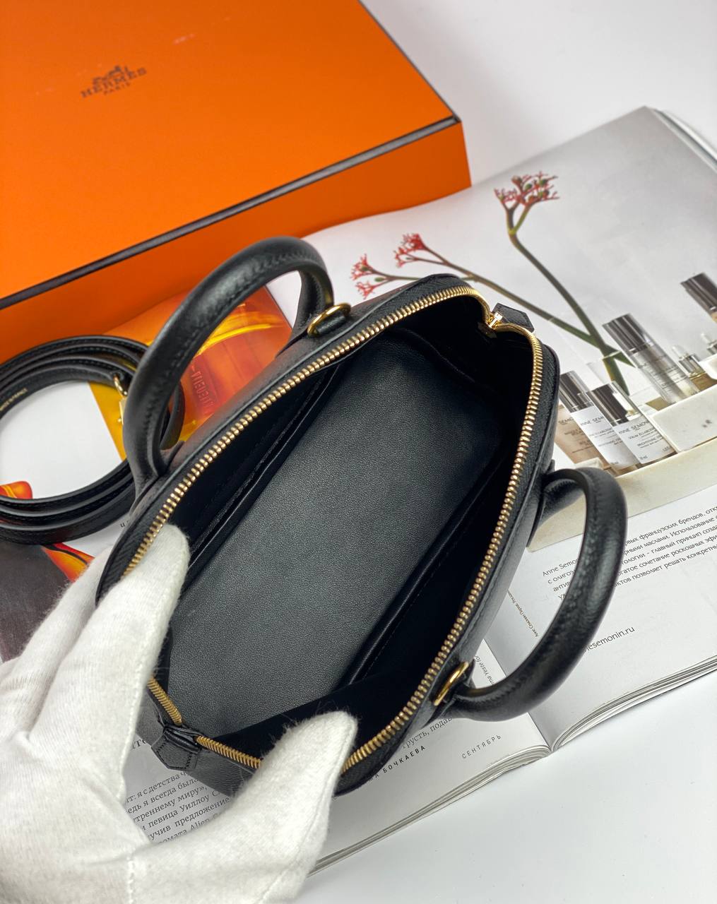 HermÃƒÆ’Ã‚Â¨s bag Bolide Mini Chevre Black Gold Hardware
