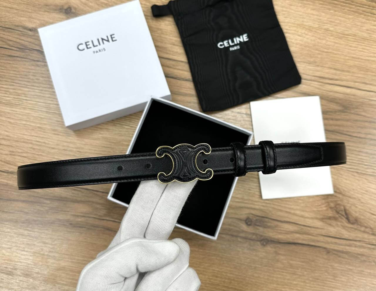 CUIR TRIOMPHE BELT IN SMOOTH CALFSKIN BLACK