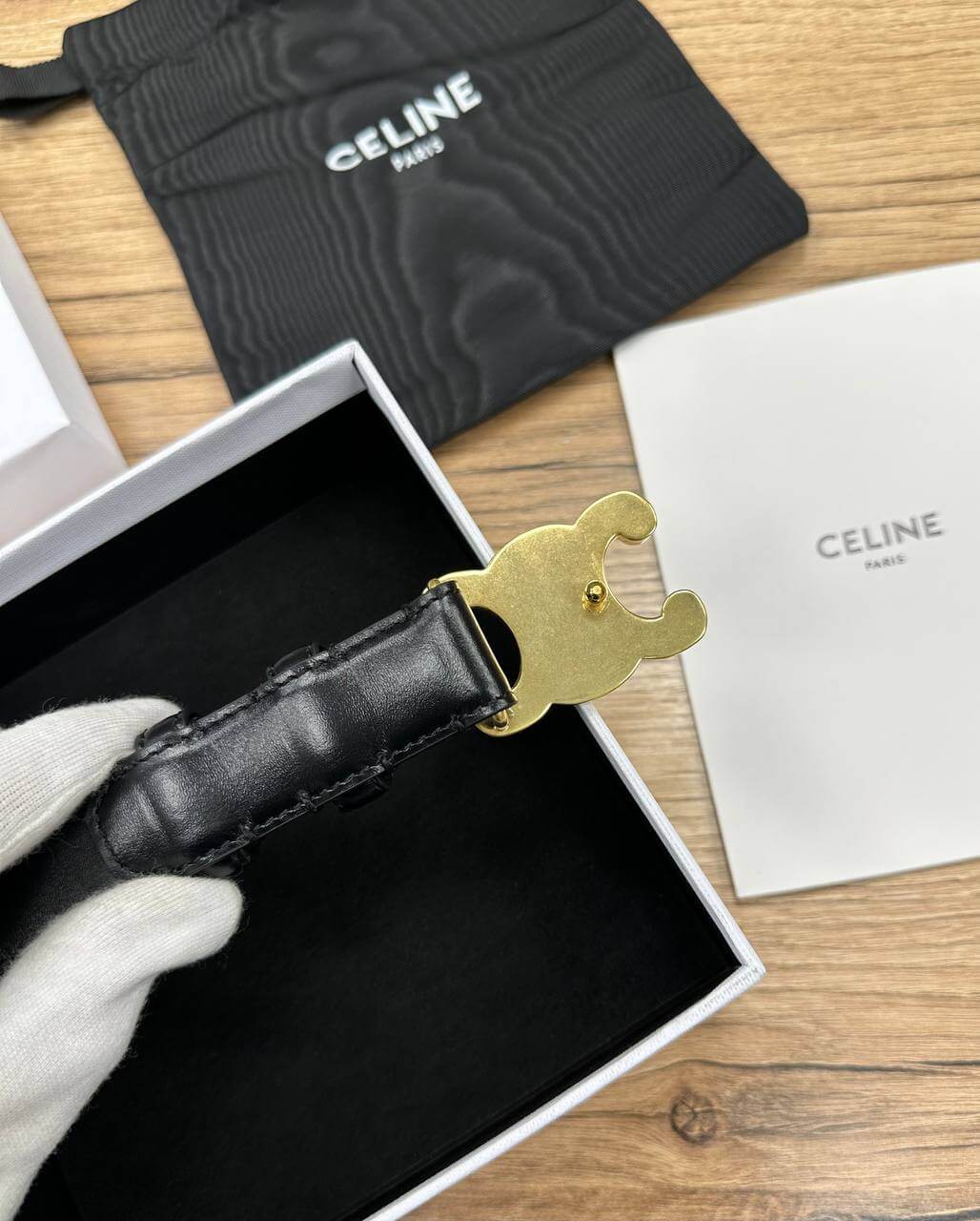 CUIR TRIOMPHE BELT IN SMOOTH CALFSKIN BLACK