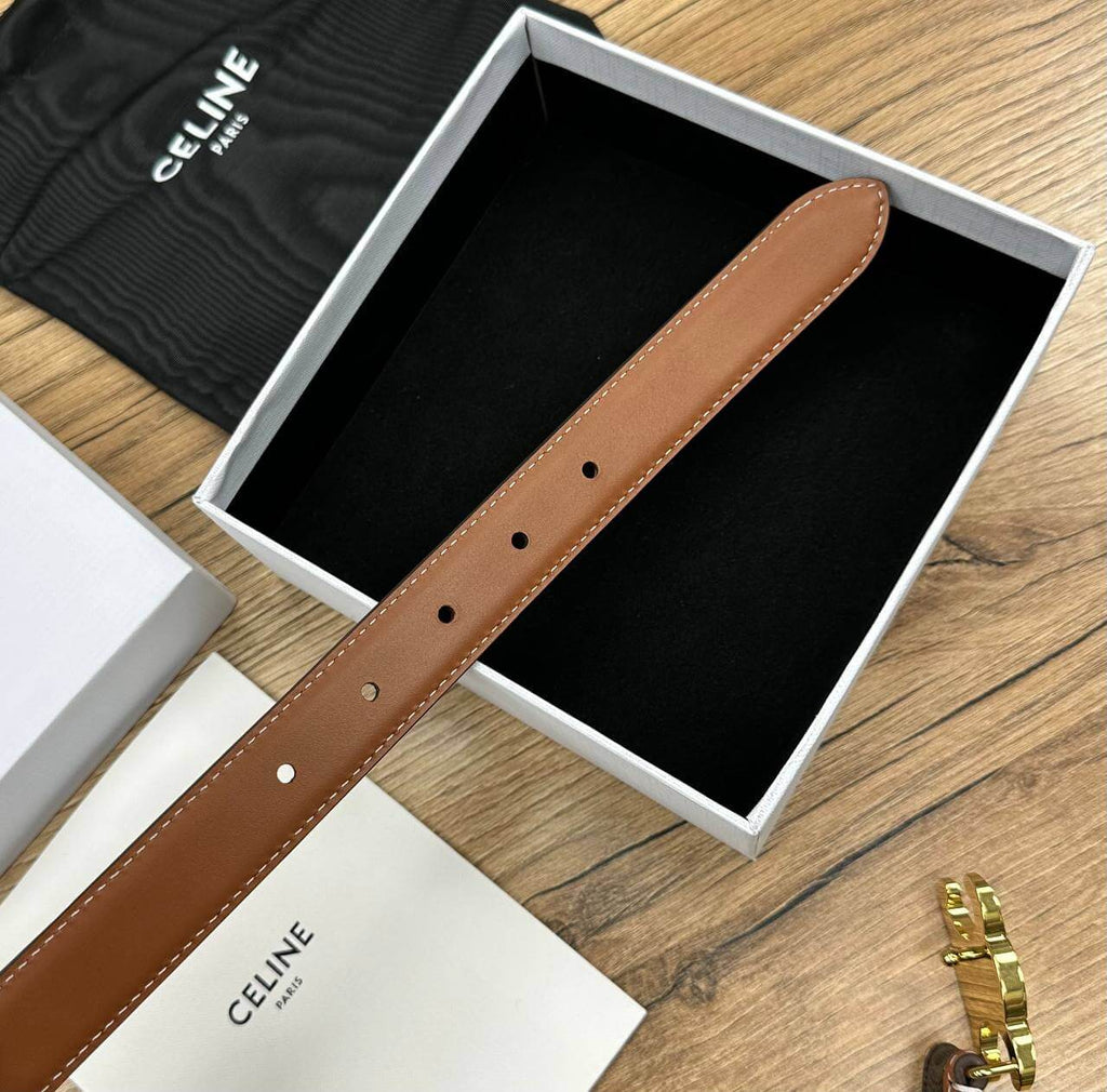 WITH BORDER TRIOMPHE BELT IN TRIOMPHE CANVAS AND CALFSKIN TAN