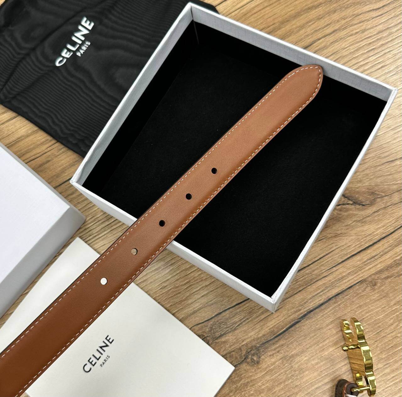 WITH BORDER TRIOMPHE BELT IN TRIOMPHE CANVAS AND CALFSKIN TAN