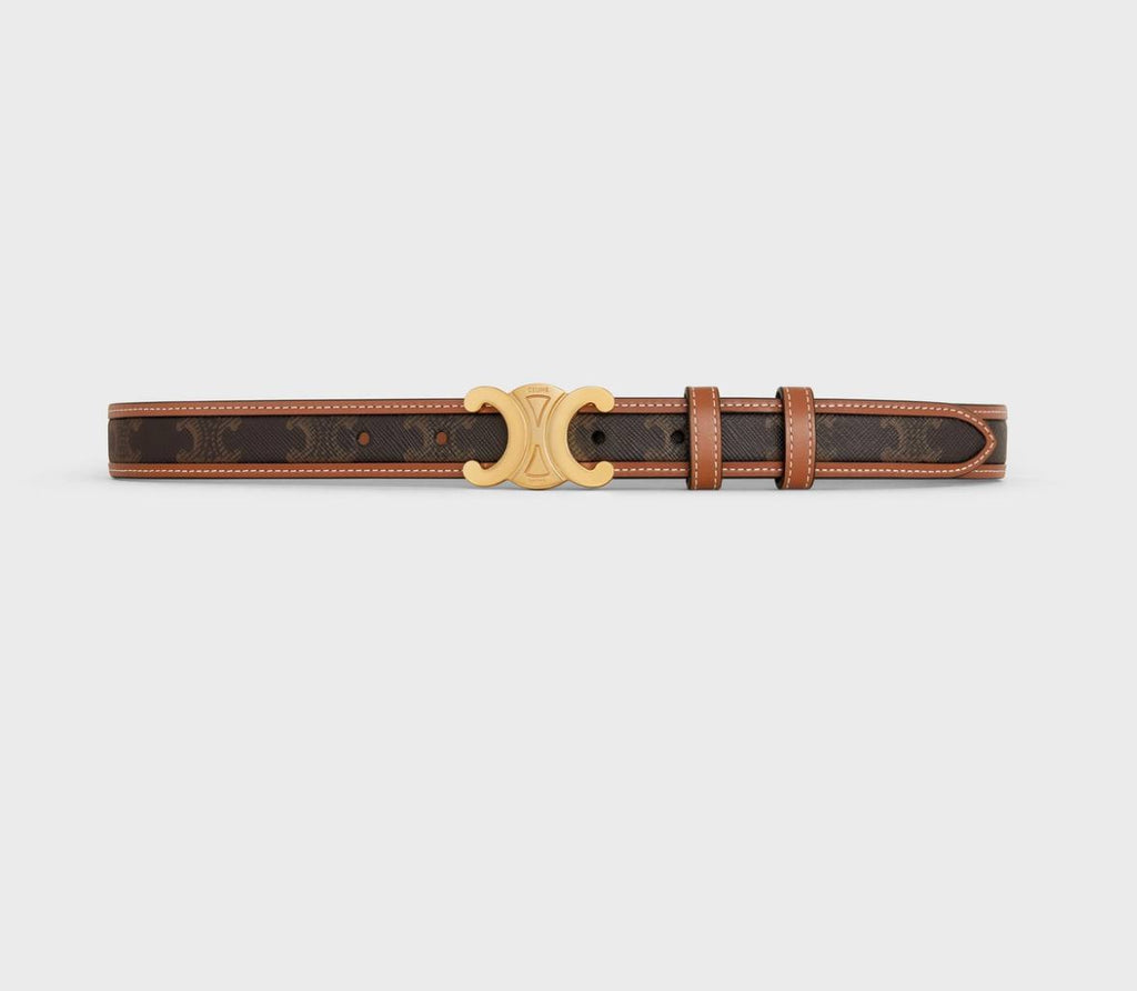 WITH BORDER TRIOMPHE BELT IN TRIOMPHE CANVAS AND CALFSKIN TAN