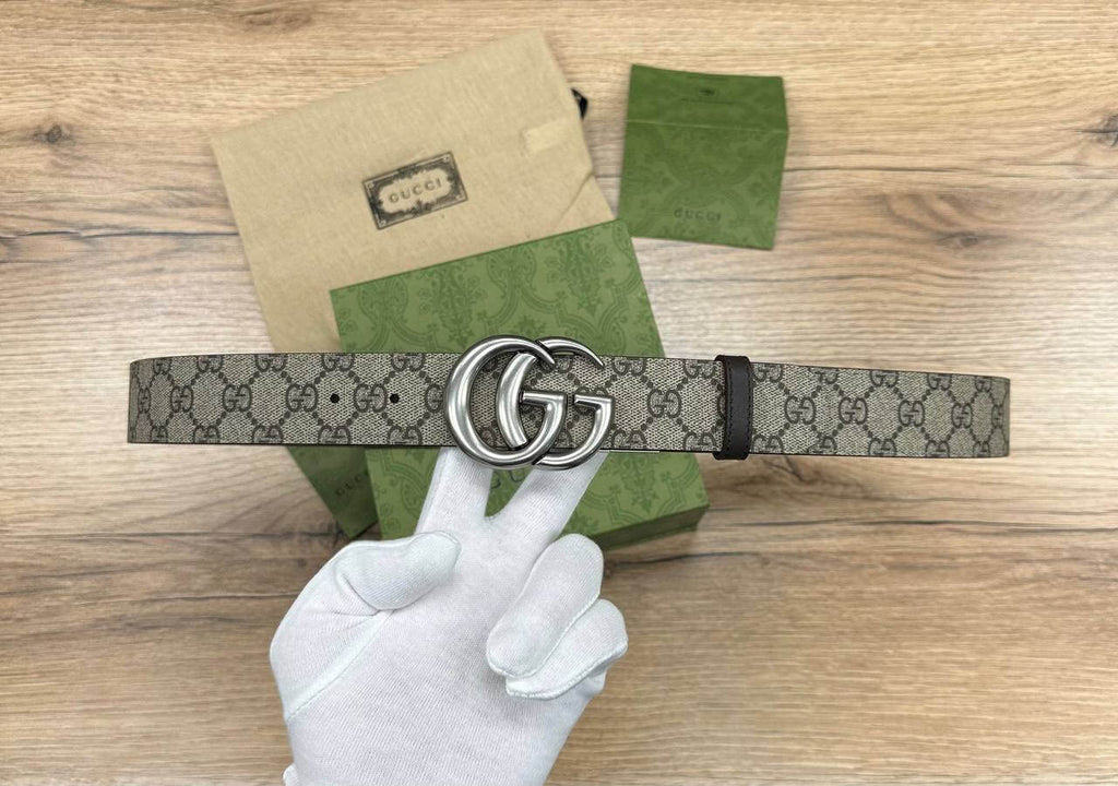 Gucci GG Marmont reversible belt silver