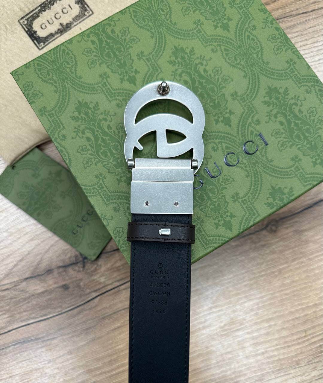 Gucci GG Marmont reversible belt silver