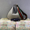 Gucci Attache small shoulder bag Beige and blue GG Supreme canvas