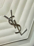 CASSANDRE MATELASSÃƒÆ’Ã¢â‚¬Â° CHAIN WALLET IN GRAIN DE POUDRE EMBOSSED LEATHER white