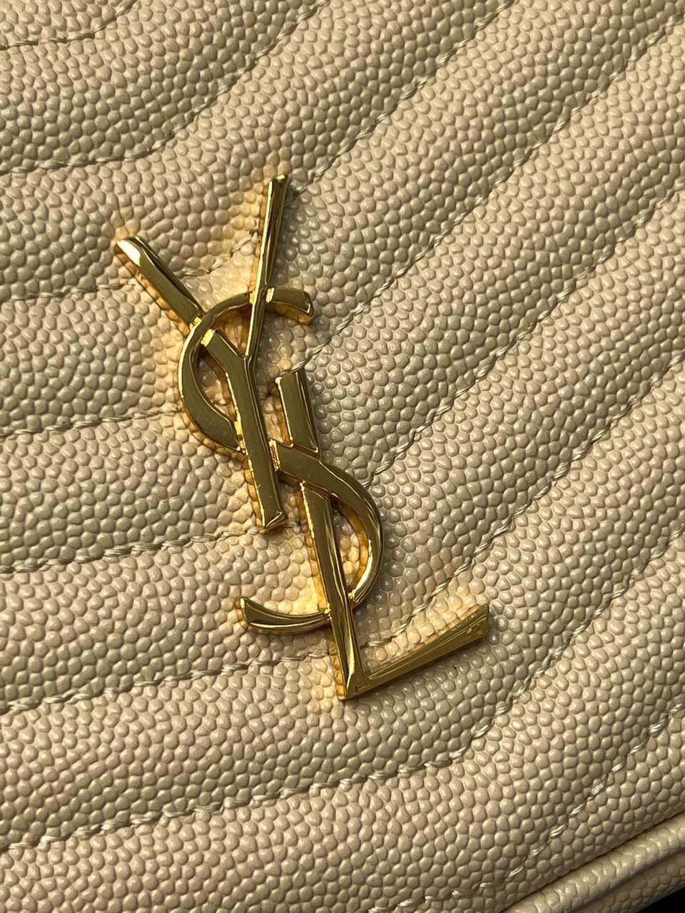 LOU MINI BAG IN QUILTED GRAIN DE POUDRE EMBOSSED LEATHER DARK NATURAL