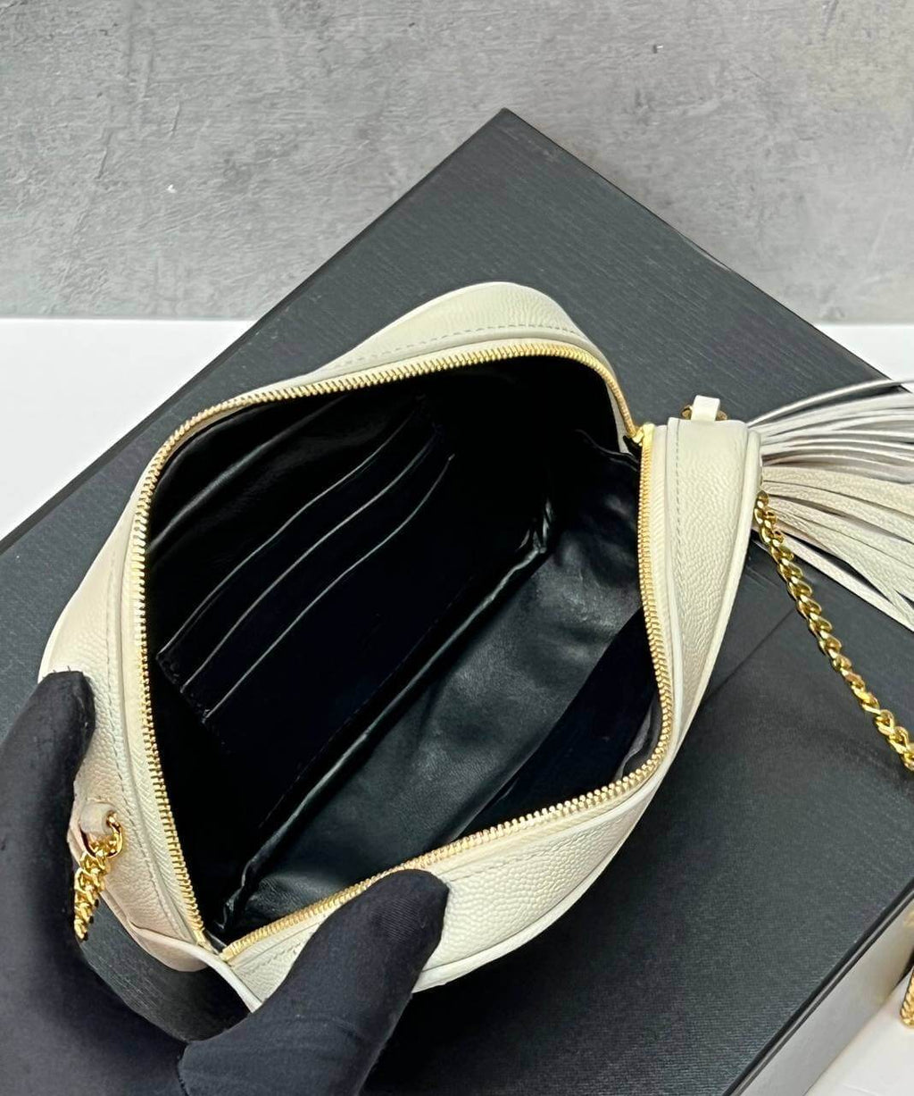 LOU MINI BAG IN QUILTED GRAIN DE POUDRE EMBOSSED LEATHER white