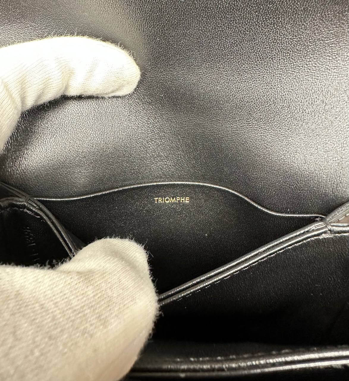 CELINE BAGS MINI BESACE TRIOMPHE IN SHINY CALFSKIN BLACK