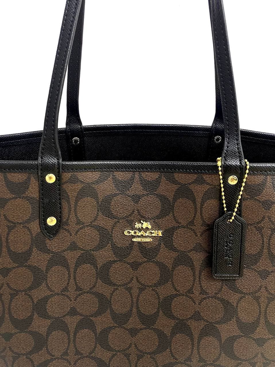 Coach Reversible City Tote Handbag In Black