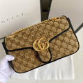 gg Marmont Small Shoulder Bag Beige/Ebony Diagonal Matelassé Original gg Canvas For Women 10in/26cm 443497 HVKEG 9772