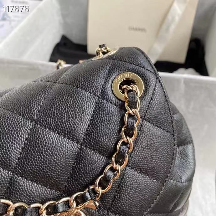CHL Duma Backpack Gold Toned Hardware Black For Women, Women’s Bags, Shoulder Bags 9.4in/24cm AS1371