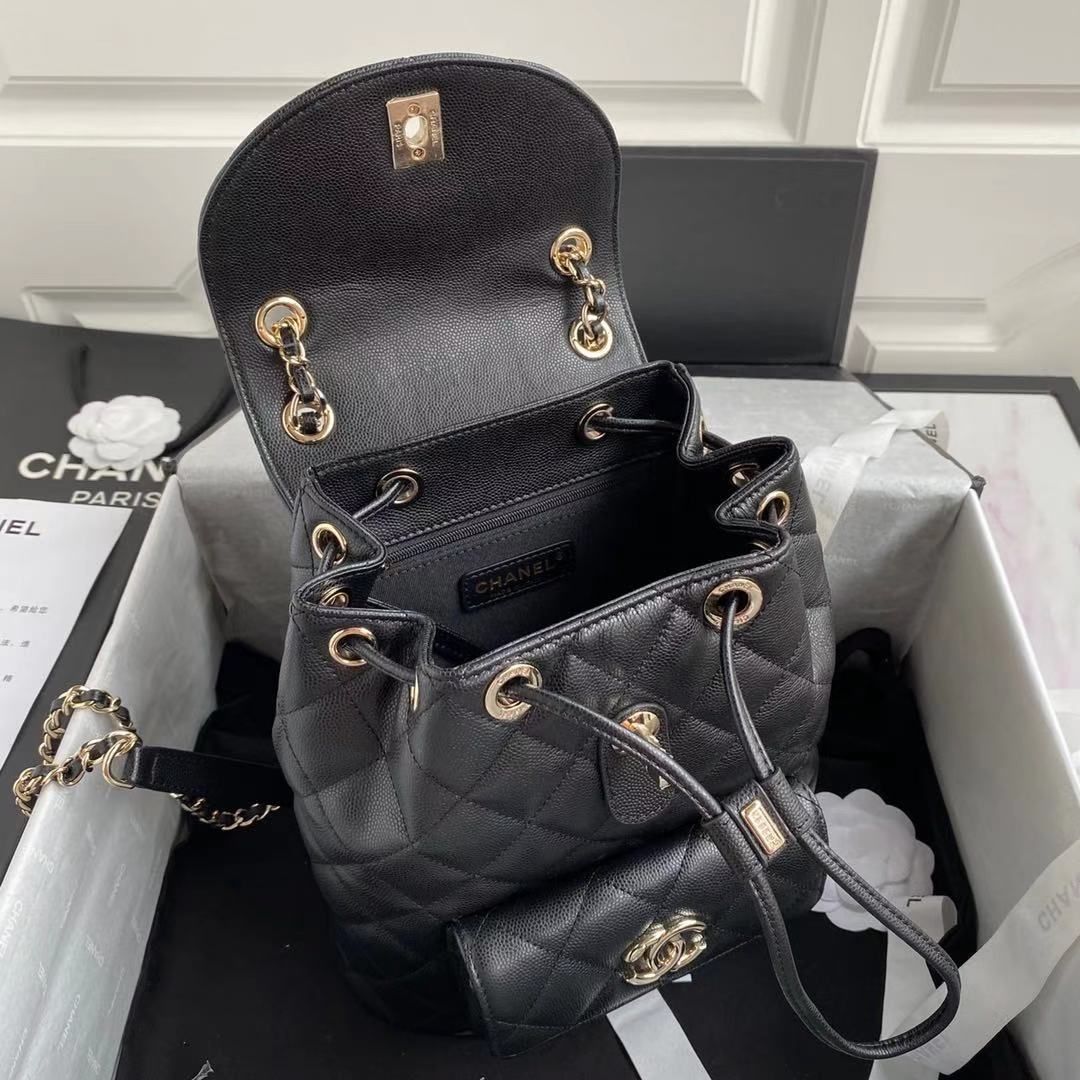 CHL Duma Backpack Gold Toned Hardware Black For Women, Women’s Bags, Shoulder Bags 9.4in/24cm AS1371