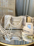 Balenciaga Agneu Classic Gold Hardware Mini City Logo Strap Beige
