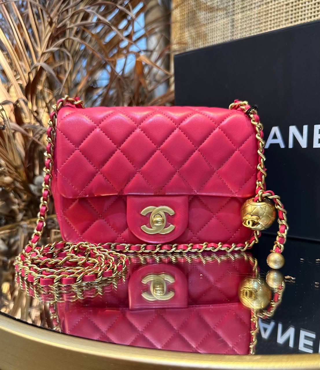 Chanel Runway Pink Square Mini Flap Pearl Crush Bag