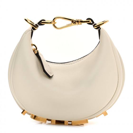FENDI Calfskin Nano Fendigraphy Hobo Charm White Ice