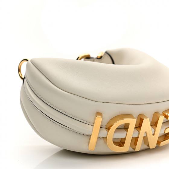 FENDI Calfskin Nano Fendigraphy Hobo Charm White Ice
