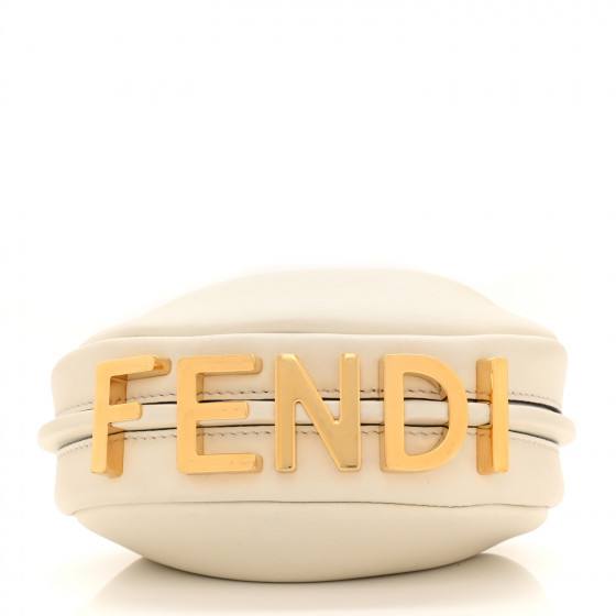 FENDI Calfskin Nano Fendigraphy Hobo Charm White Ice