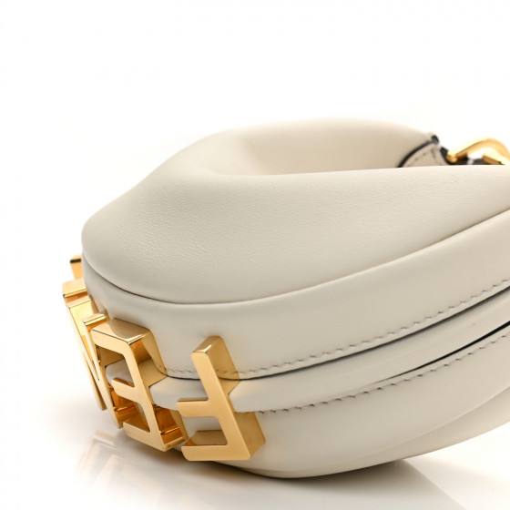 FENDI Calfskin Nano Fendigraphy Hobo Charm White Ice