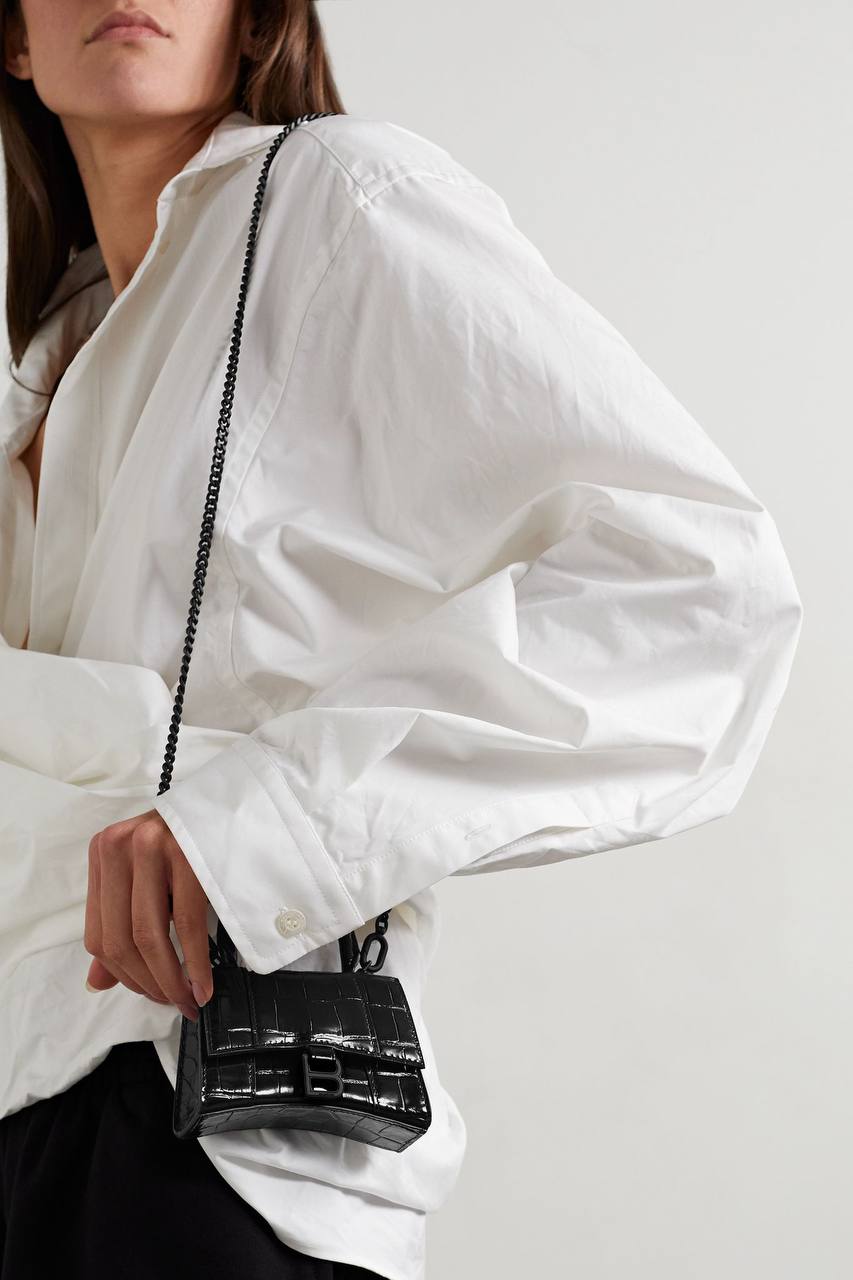 Balenciaga Hourglass mini croc-effect leather tote