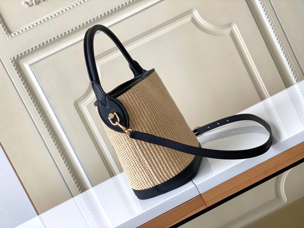 LV Petit Bucket Raffia Black For Women NEW