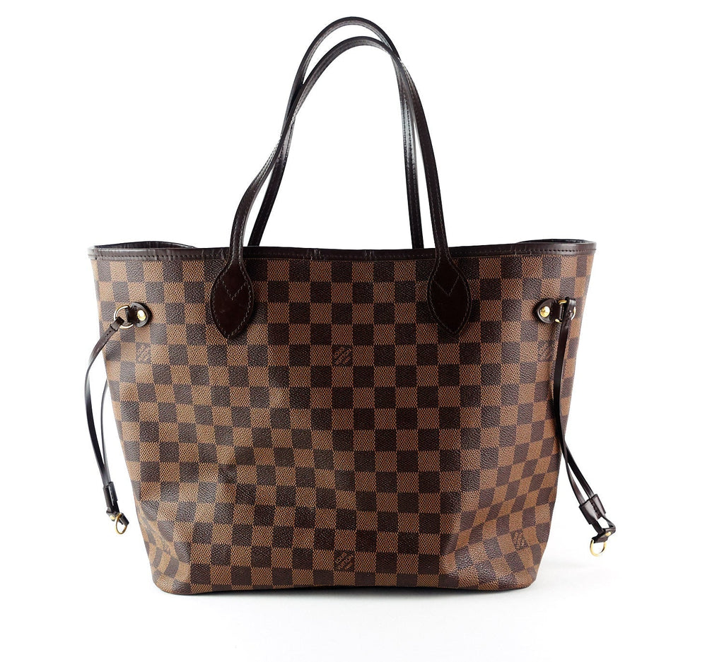 Louis Vuitto Neverfull MM Damier EbÃ¨ne Canvas Tote Bag with Pouch