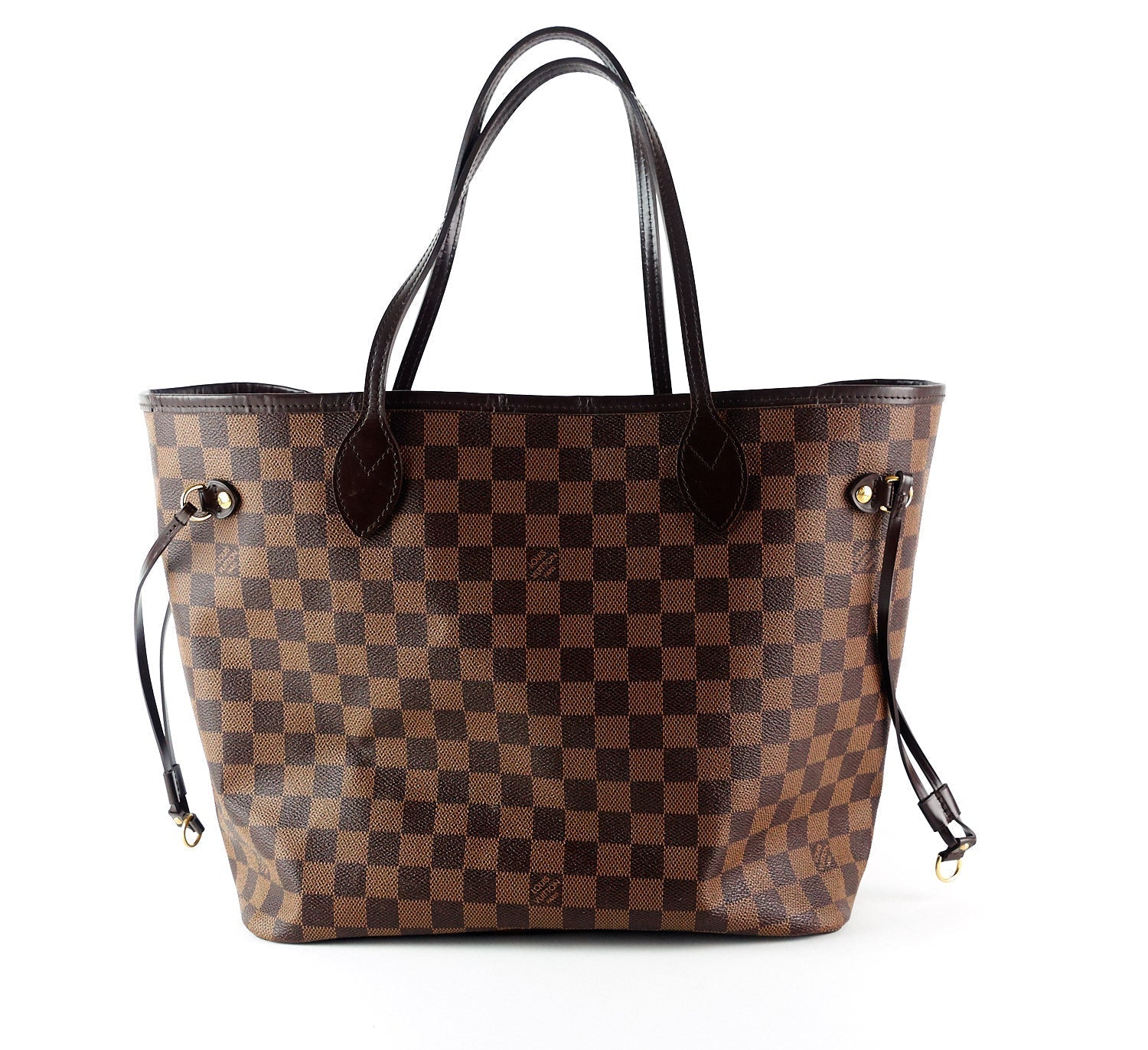 Louis Vuitto Neverfull MM Damier EbÃ¨ne Canvas Tote Bag with Pouch