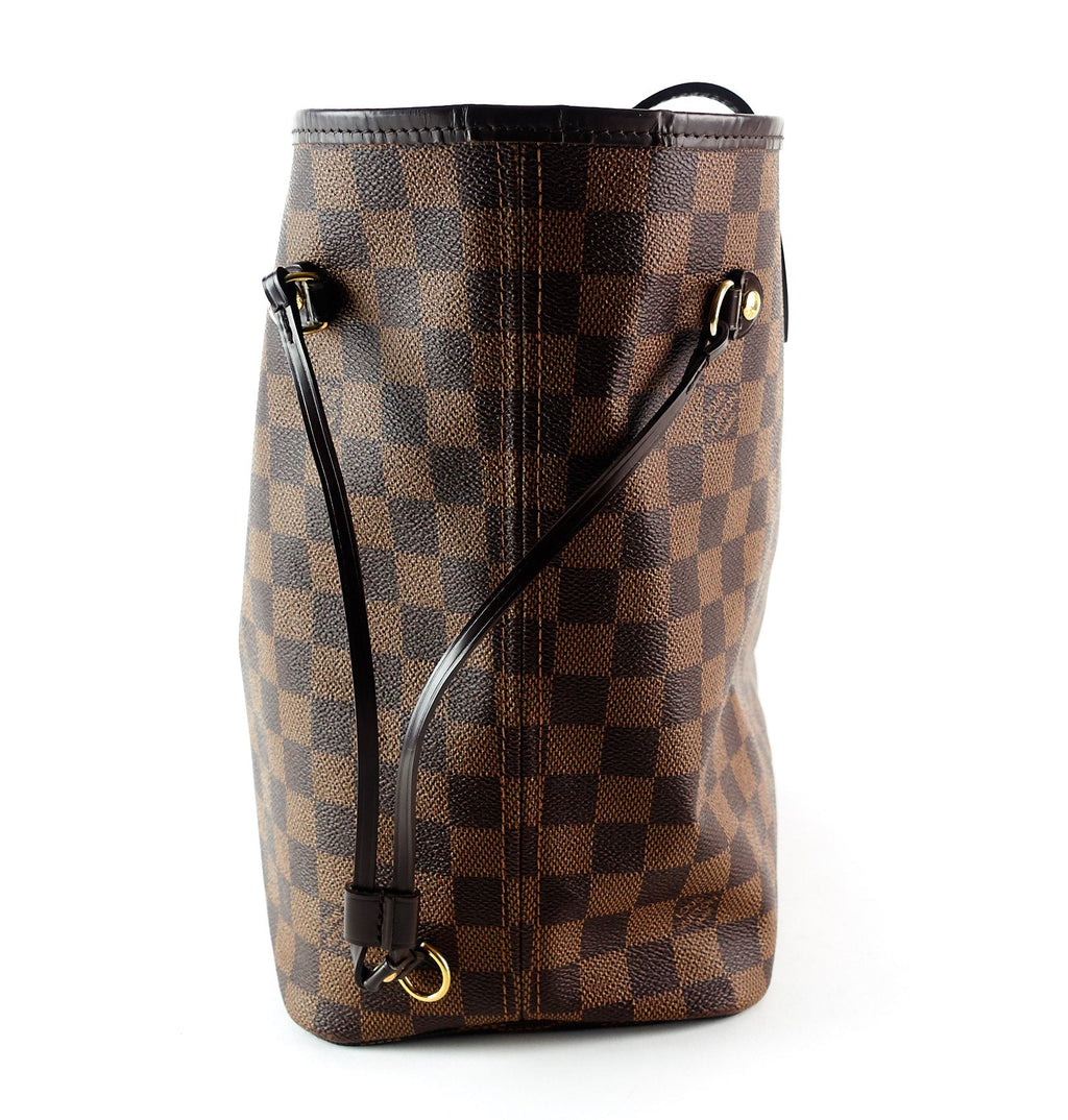 Louis Vuitto Neverfull MM Damier EbÃ¨ne Canvas Tote Bag with Pouch