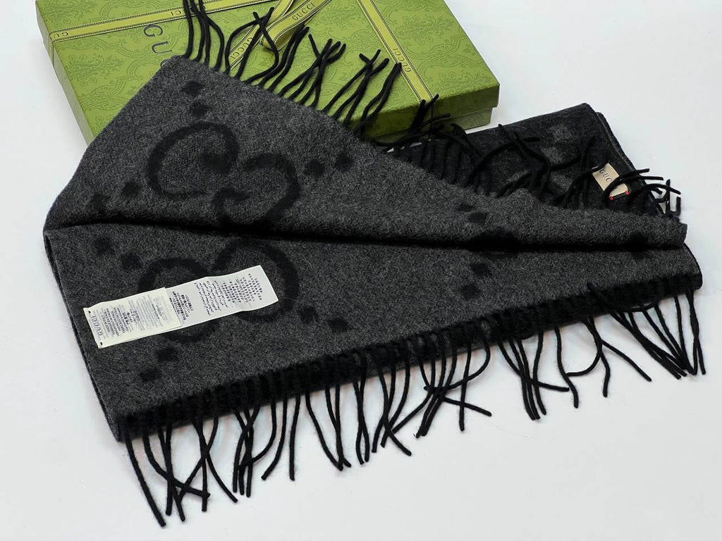 GG cashmere jacquard scarf for men