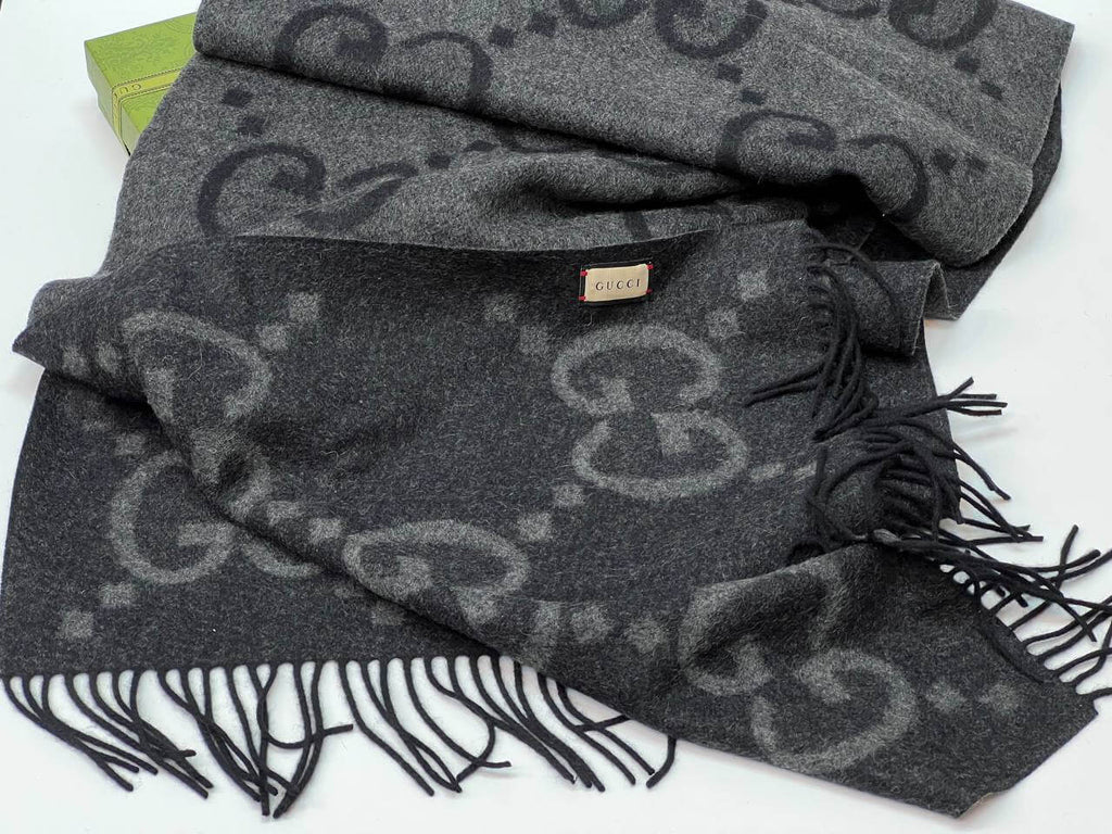 GG cashmere jacquard scarf for men