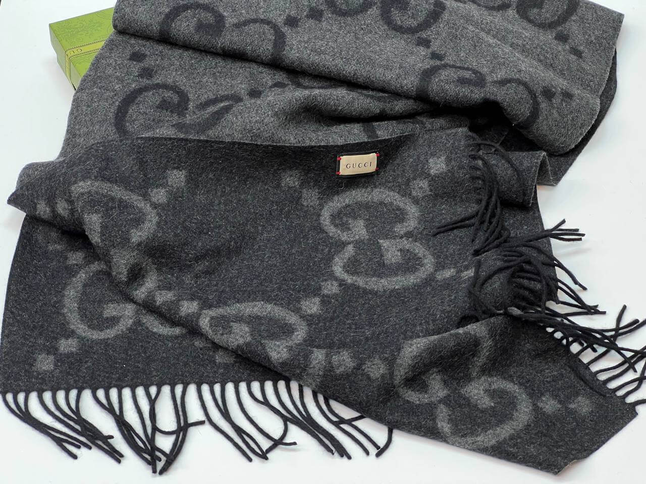 GG cashmere jacquard scarf for men
