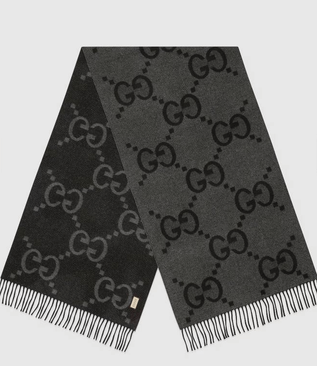 GG cashmere jacquard scarf for men