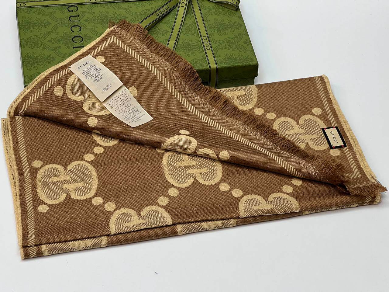 GG wool jacquard scarf for women
