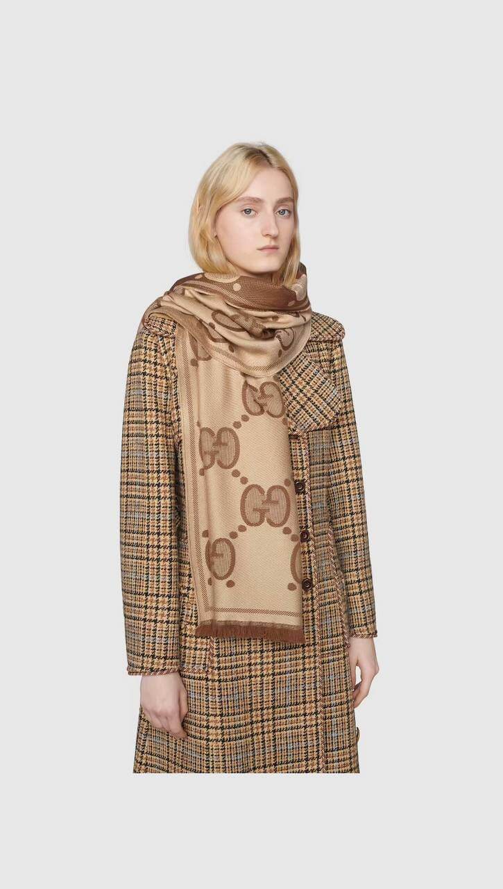 GG wool jacquard scarf for women