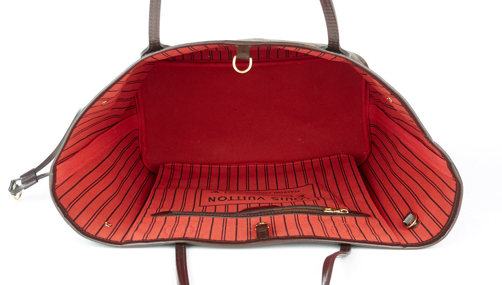 Louis Vuitto Neverfull MM Damier EbÃ¨ne Canvas Tote Bag with Pouch